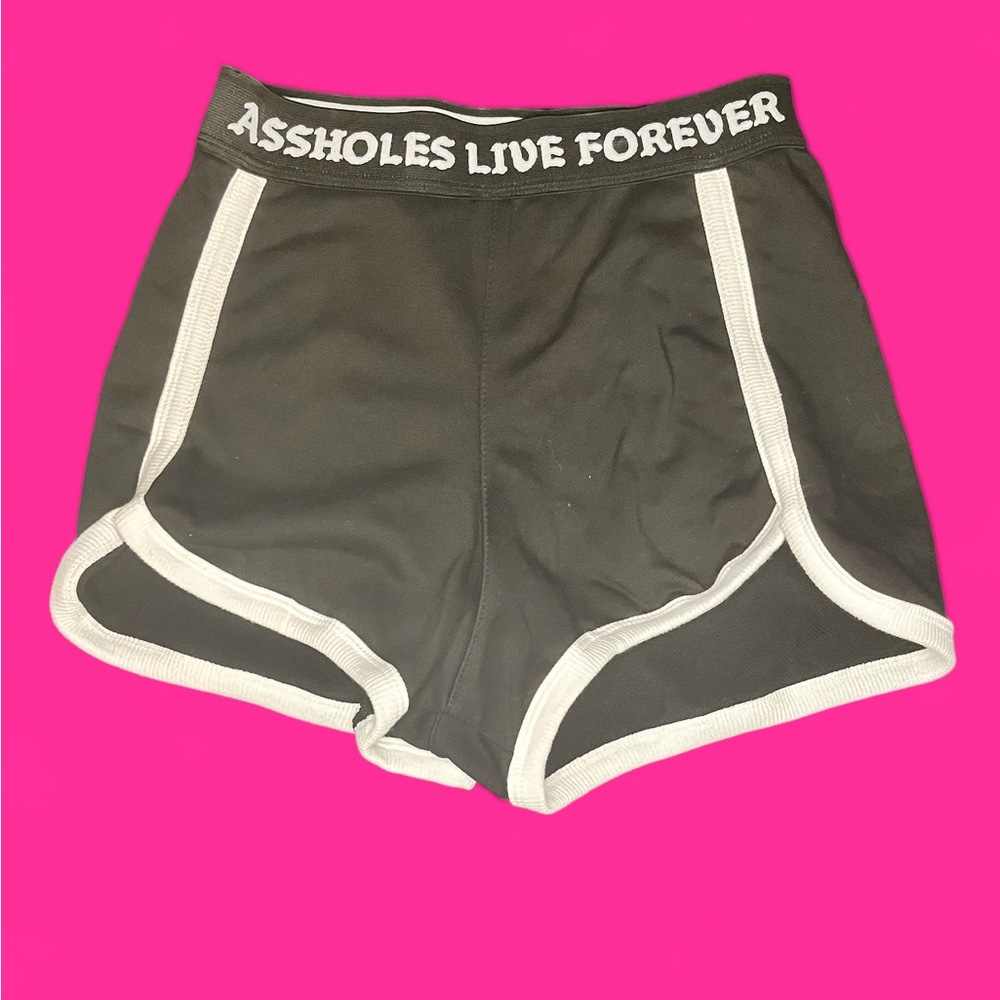 Assholes live forever black booty shorts